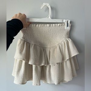 White ruffle mini skirt!!